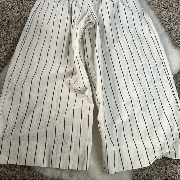 Zara Striped Cropped Wide Leg Paper Bag Pants - Picture 3 of 5